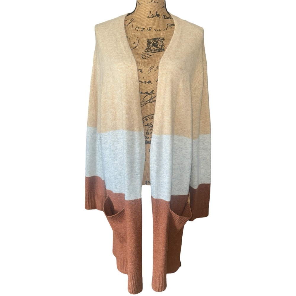 A New Day Women’s Colorblock Open Front Tight Knit Cardigan Sweater Size XXL
